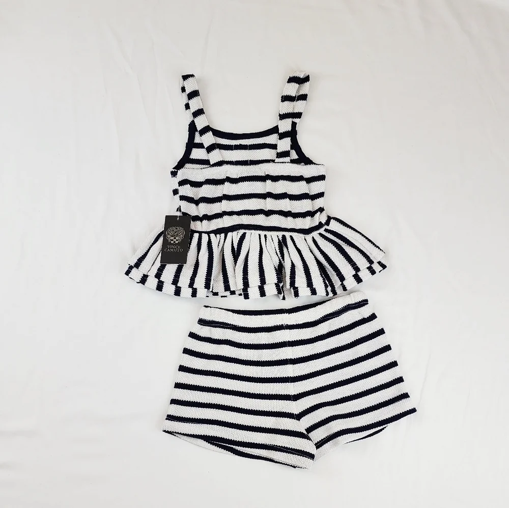 Vince Camuto Stripe 2 Pieces Sleeveless Shorts Set